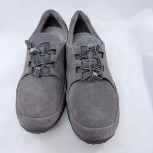 Clarks Collection Suede Bungee Slip-On Shoes Haley Rhea Athleisure Women 10/41.5